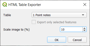 HTML Table Exporter Dialog