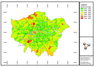 QGIS Print Composer Showing Electricity Usage in Greater London